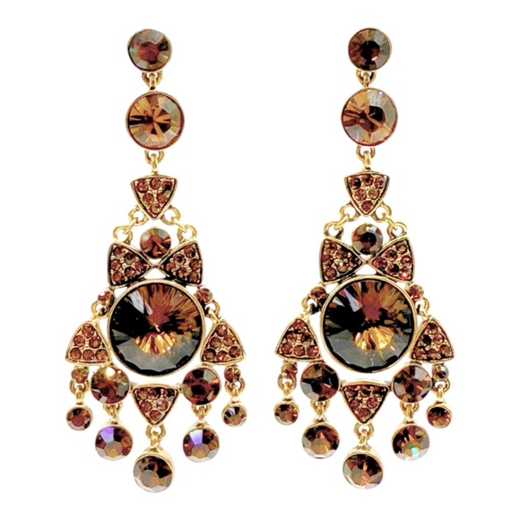Givenchy Elegant Brown Chandelier Earrings. NWOT - Picture 1 of 5